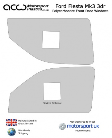 Ford Fiesta Mk3 3dr - Polycarbonate Front Door Windows (pair)